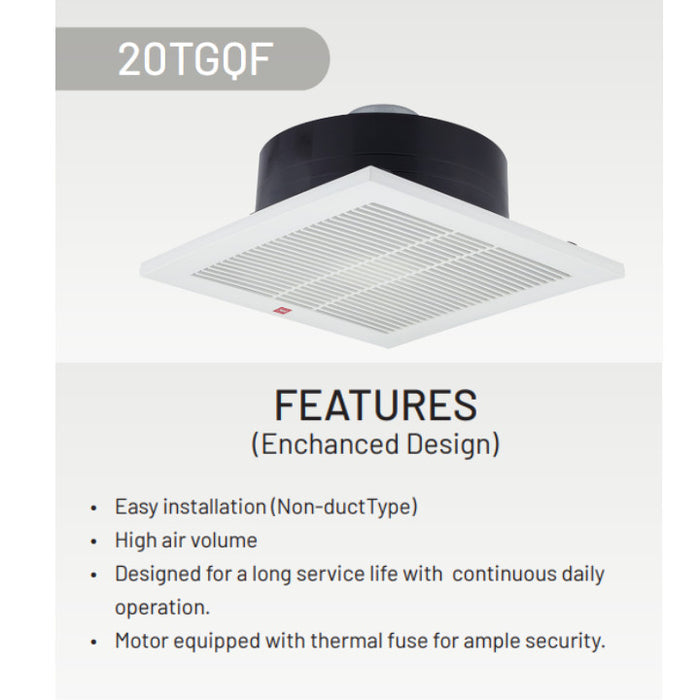 KDK 20cm Ceiling Mounted Ventilating Exhaust Fan 20TGQF
