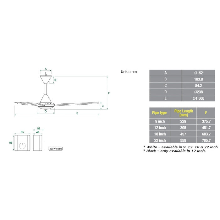 KDK 60" Ceiling Fan M60SG 150cm With Regulator