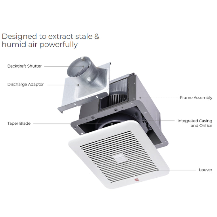 KDK Ceiling Mount Ventilating Fan with Motion Sensor and Timer (24CURA / CURB) / (24CHRA / CHRB)