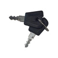 Set of 2 Craftsman toolbox replacement keys with black caps on a key ring