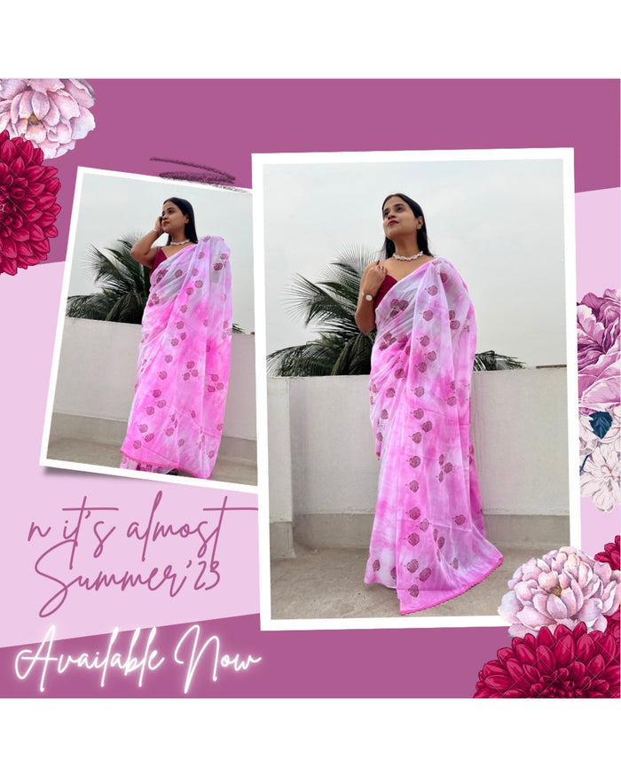 Pink comfortable Mulmul cotton Saree - Shopaame