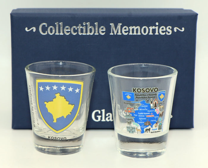 Kosovo Souvenir Boxed Shot Glass Set (Set of 2)