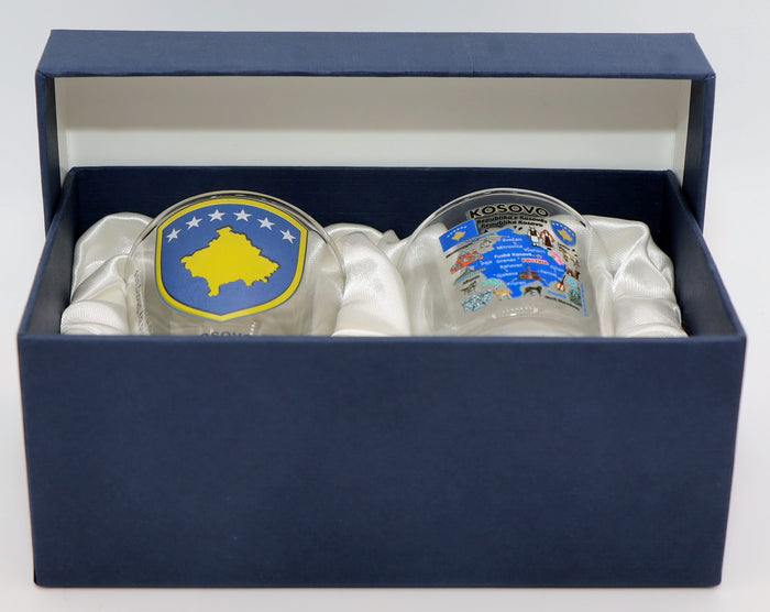 Kosovo Souvenir Boxed Shot Glass Set (Set of 2)