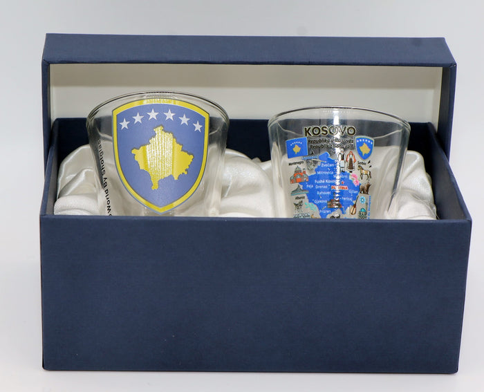Kosovo Souvenir Boxed Shot Glass Set (Set of 2)