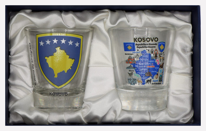 Kosovo Souvenir Boxed Shot Glass Set (Set of 2)