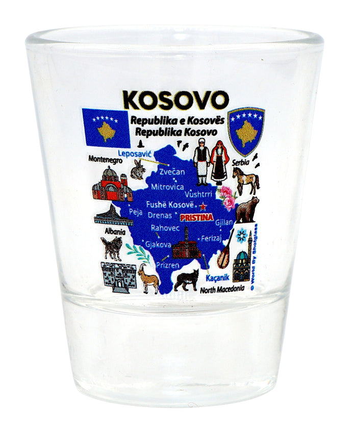Kosovo Souvenir Boxed Shot Glass Set (Set of 2)