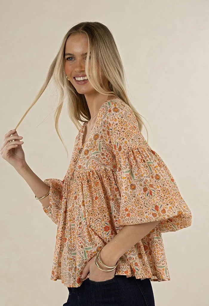 Lara Blouse - Melon Print