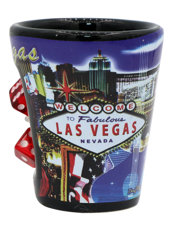 Las Vegas Nevada Blue Strip With Dice Shot Glass