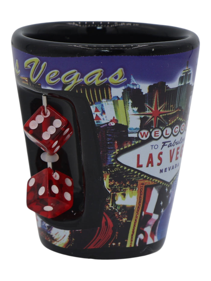 Las Vegas Nevada Blue Strip With Dice Shot Glass