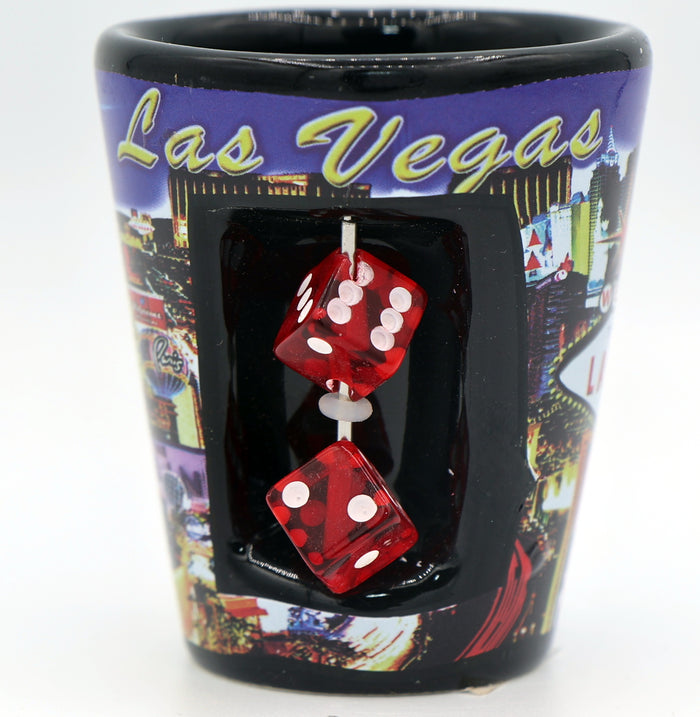 Las Vegas Nevada Blue Strip With Dice Shot Glass