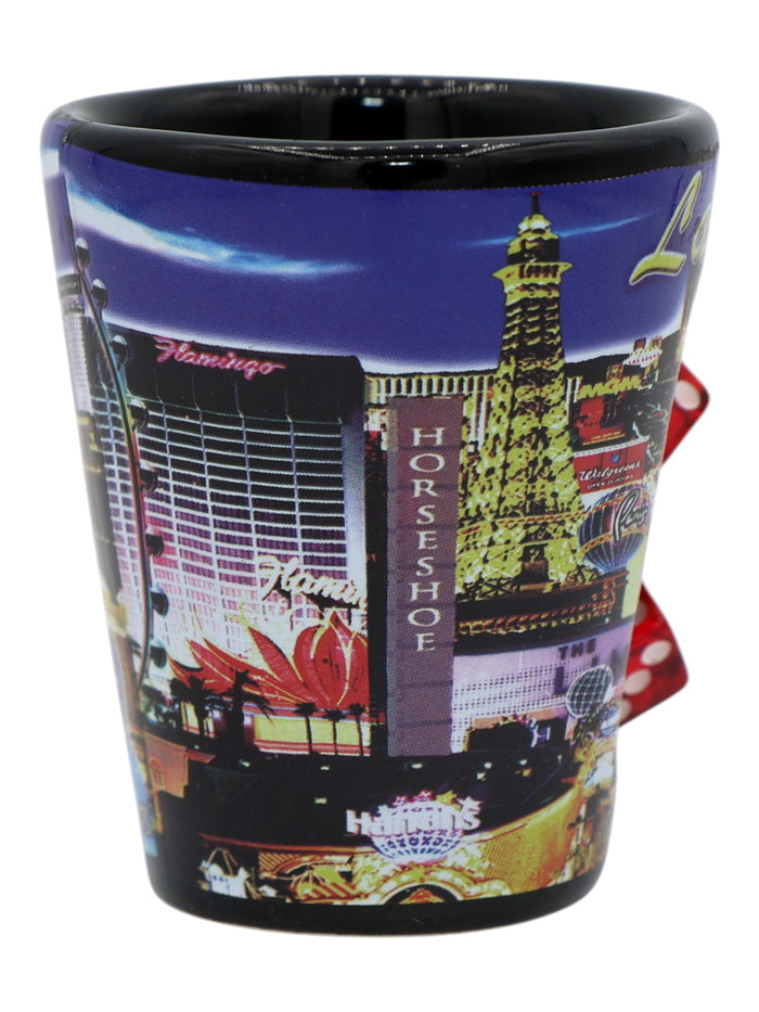 Las Vegas Nevada Blue Strip With Dice Shot Glass