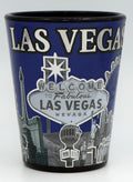 Las Vegas Nevada Dark Blue Silver Skyline Shot Glass