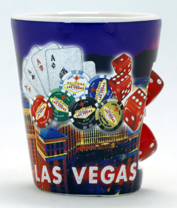 Las Vegas Nevada Glitter Spin Dice Shot Glass