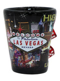 Las Vegas Nevada High Roller Dice Collage Black Shot Glass