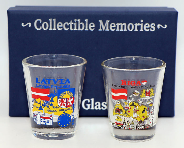 Latvia Souvenir Boxed Shot Glass Set (Set of 2)