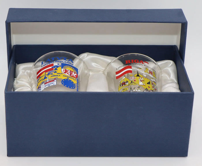 Latvia Souvenir Boxed Shot Glass Set (Set of 2)