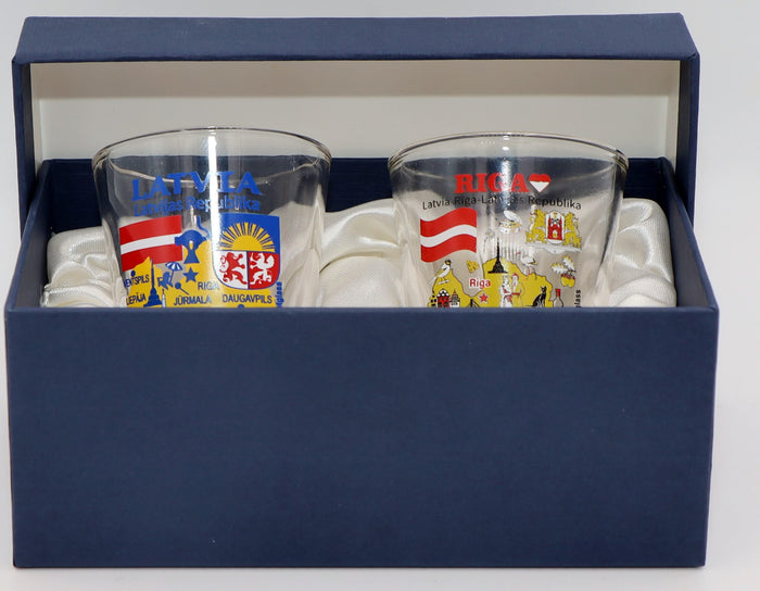 Latvia Souvenir Boxed Shot Glass Set (Set of 2)