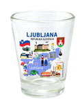 Ljubljana Slovenia Map and Attractions Collage Shot Glass
