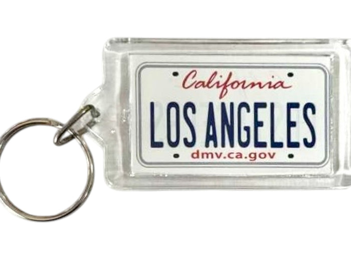 Los Angeles California License Plate Acrylic Rectangular Souvenir Keychain 2.5" X 1.5"