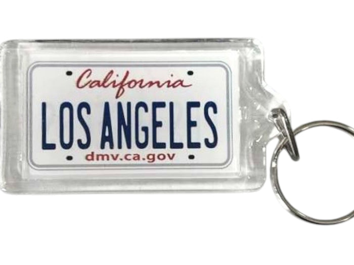 Los Angeles California License Plate Acrylic Rectangular Souvenir Keychain 2.5" X 1.5"