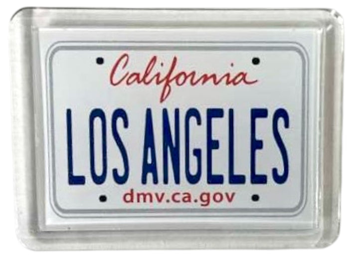 Los Angeles California License Plate Acrylic Small Fridge Collector's Souvenir Magnet 2.35" X 1.75"