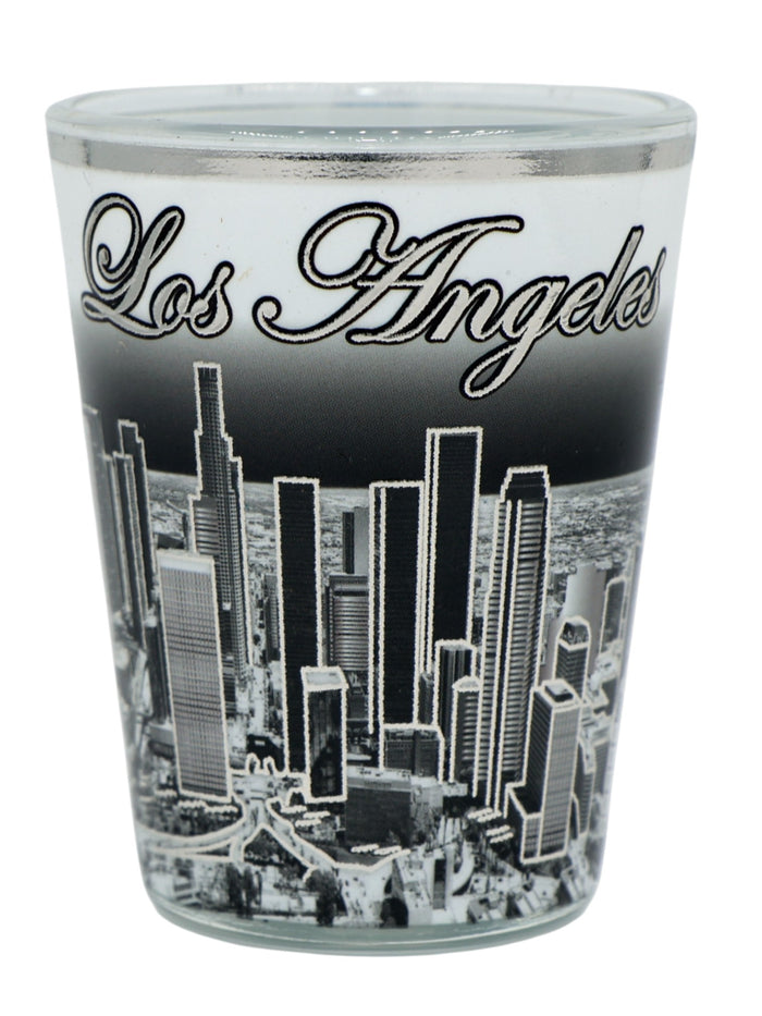 Los Angeles California Silver Skyline B & W Ceramic Shot Glass