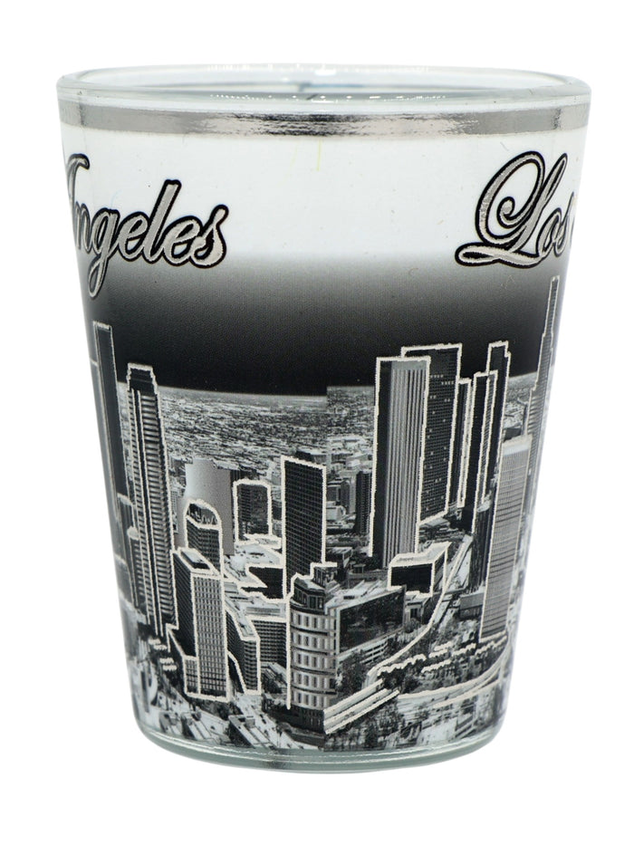 Los Angeles California Silver Skyline B & W Ceramic Shot Glass