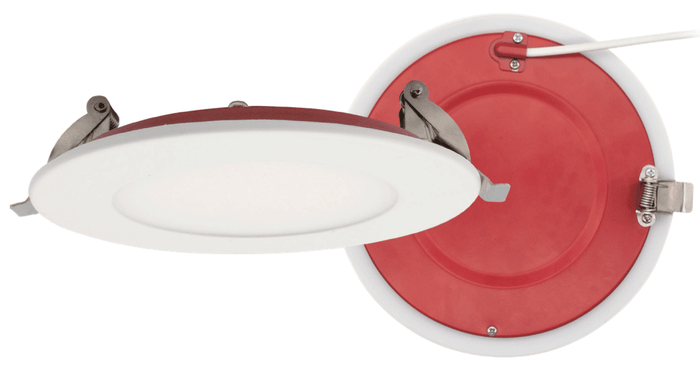 Product Display Visual of the SKU: FR-LED-4-S12W-5CCT-PL-WH for Marketing of theLotus 4" Fire Rated Round Panel LED 9W 5CCT 900 lm CRI90+ | FR-LED-4-S12W-5CCT-PL