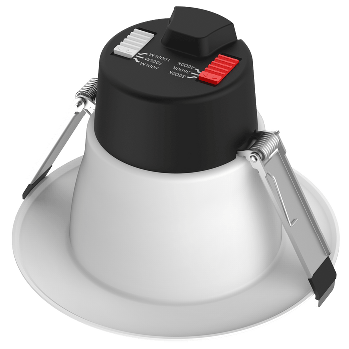Product Display Visual of the SKU: TP120-347-RT4-C-DIM-G1-ES for Marketing of theLotus 4" Round Commercial 3CCT 3 Power Levels 120-347V Dimmable 0-10V Wet Type IC Air-Tight CRI 90+ | TP120-347-RT4-C-DIM-G1-ES