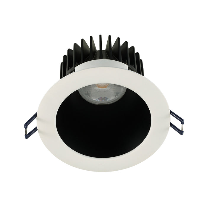 Lotus LD4R-HO 18W high-output 4-inch deep regressed LED downlight with black reflector and white trim