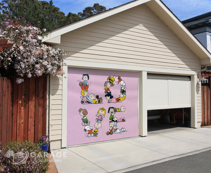 LOVE | 1-Car Peanuts® Garage Door Cover