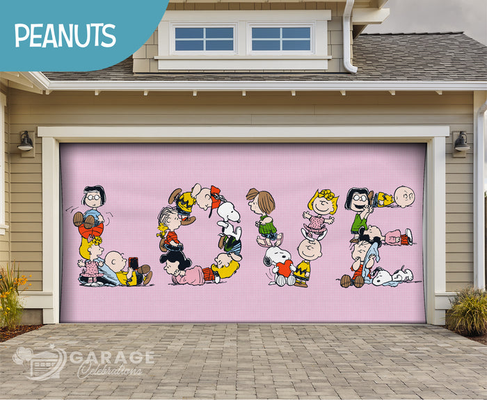 LOVE | 2-Car Peanuts® Garage Door Cover