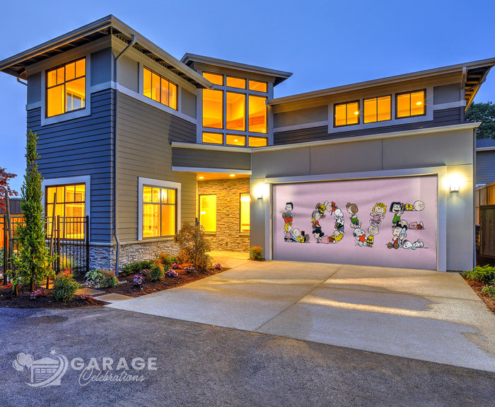 LOVE | 2-Car Peanuts® Garage Door Cover