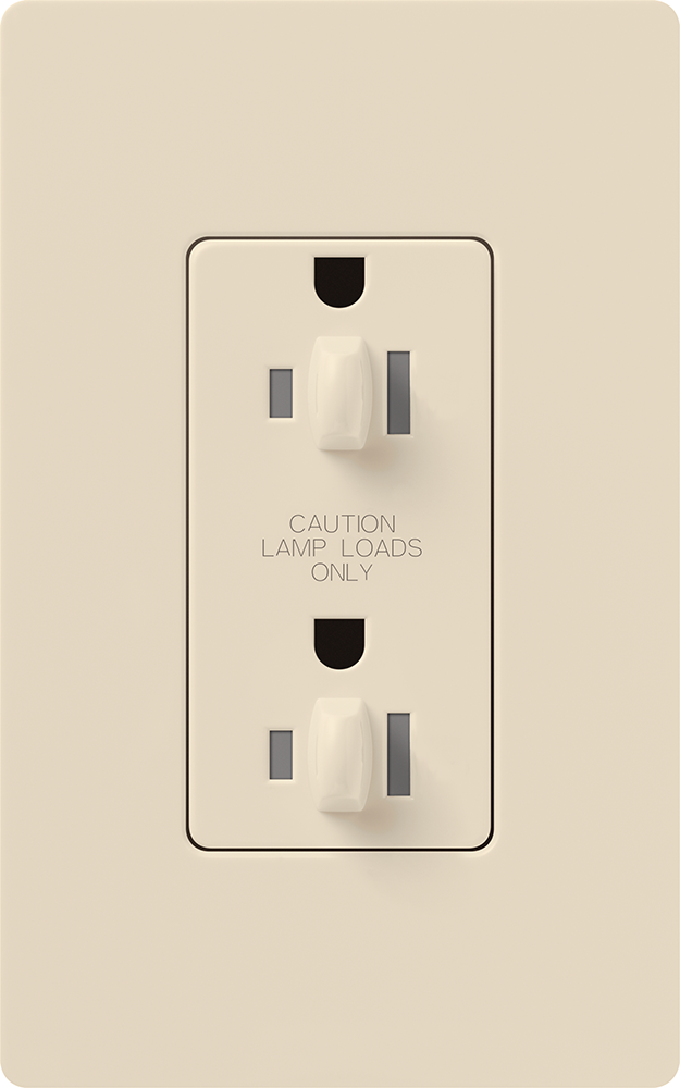 Architectural, dual dimming, tamper resistant receptacle (Gloss), 15A/125V in white for Canada
