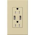 Lutron Architectural 15A Tamper-Resistant USB-A Duplex Receptacle | NTR-15-UBTR