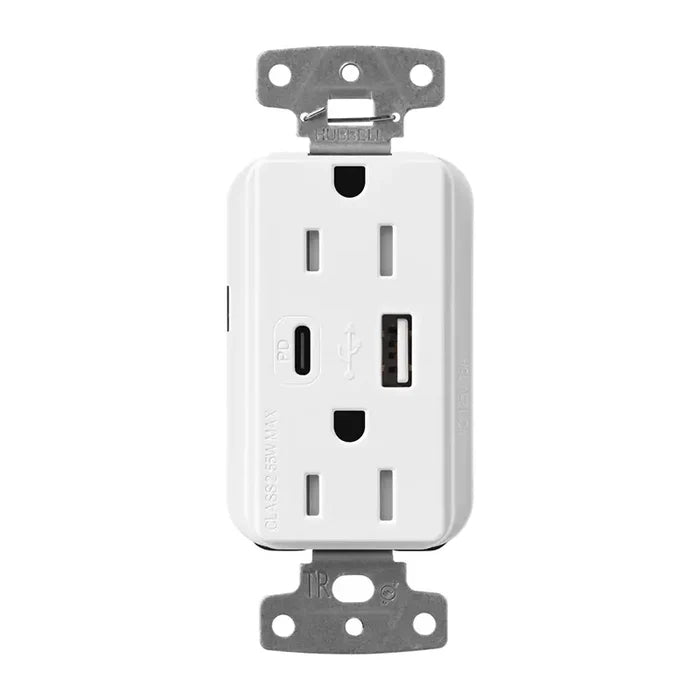 Lutron Claro 15A Tamper-Resistant Wall Outlet with Dual USB-C (55W PD) - Gloss Finish | CAR-15-CCTR