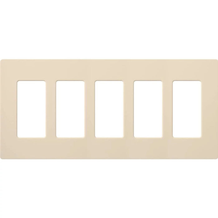Claro Wallplate, Gloss Finish, Five-gang in almond