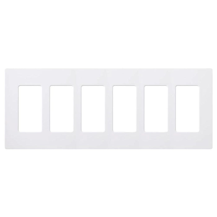 Claro Wallplate, Gloss Finish, Six-gang in white