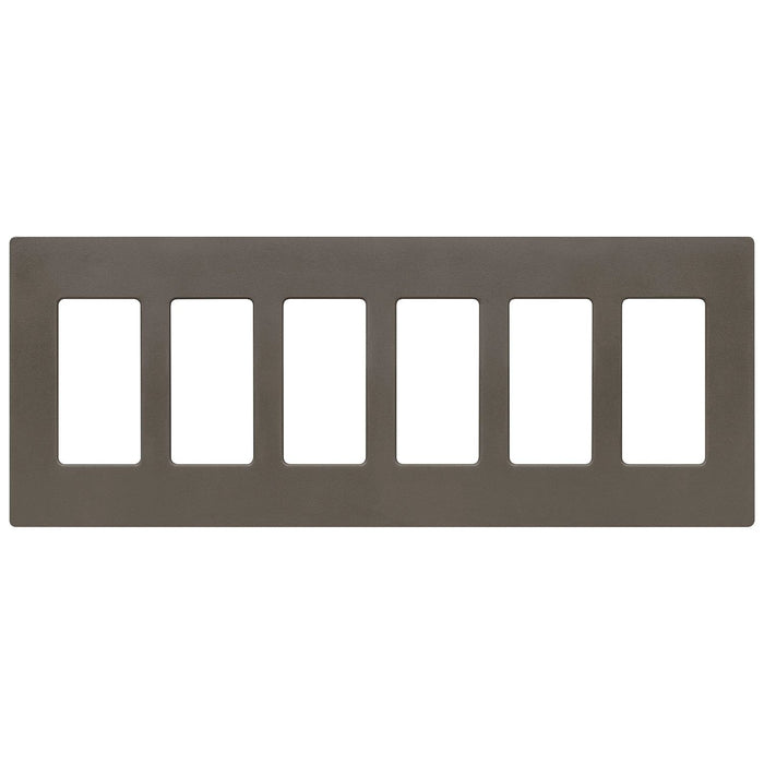 Claro Wallplate, Satin Finish, Six-gang in truffle
