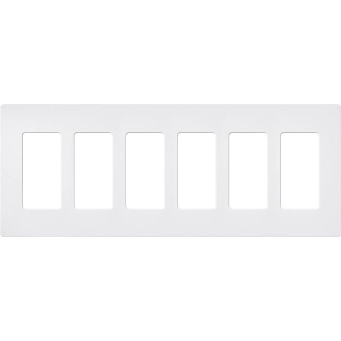 Lutron Claro 6 Gang Wall Plate for Decorator-Style Dimmers, Switches, and Outlets, Satin Finish, SC-6-SW, Snow White