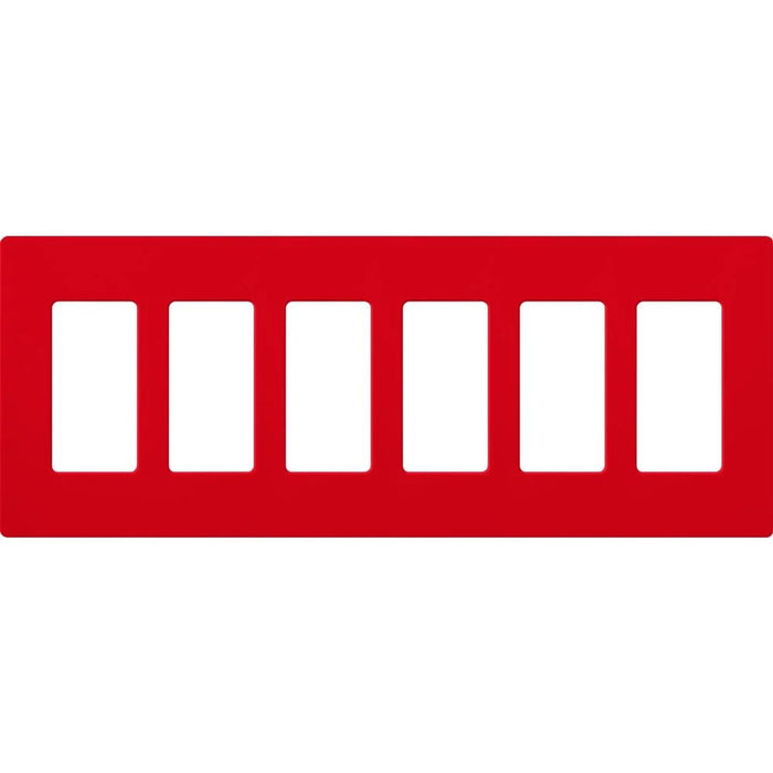 Claro Wallplate, Satin Finish, Six-gang in signal red