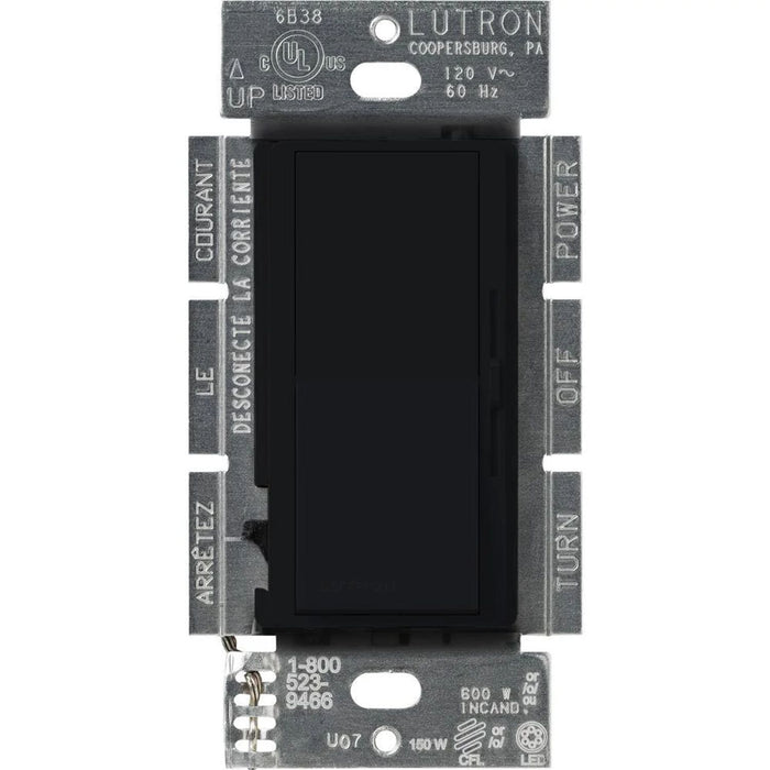 Diva gloss dimmer for 250W CFL/LED, 600W inc/hal, or Lutron Hi-Lume A-Series LTE LED Driver in black