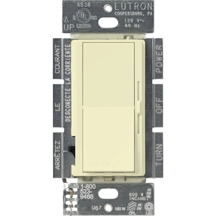 Diva gloss dimmer for 250W CFL/LED, 600W inc/hal, or Lutron Hi-Lume A-Series LTE LED Driver in almond