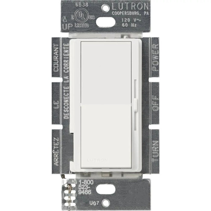 Lutron Diva 3-Speed Fan Control, 1.5A, Single Pole/3-Way, No Neutral Required, 120V, DVSCFSQ-F-SW, Snow White