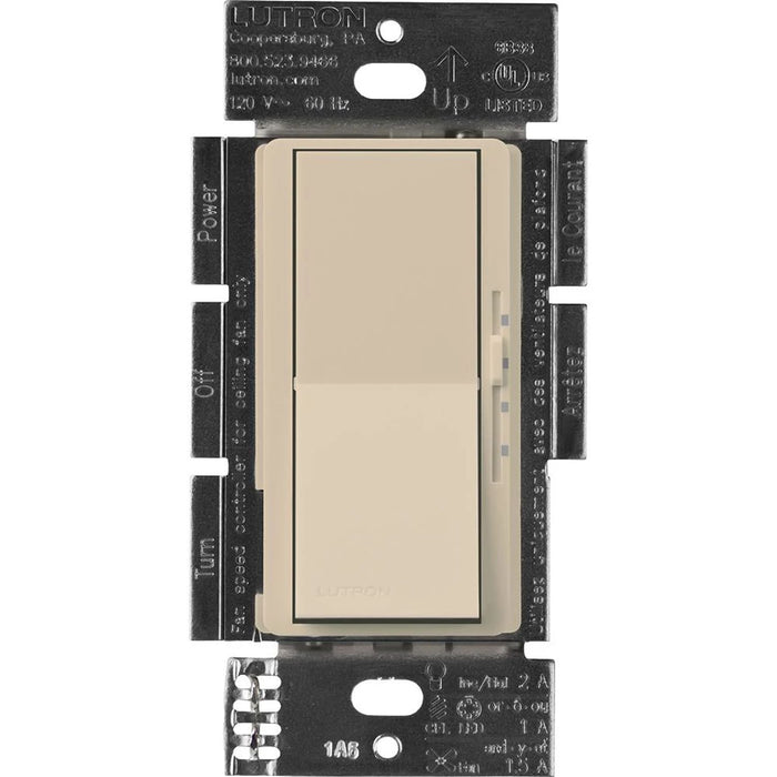 Lutron Diva 3-Speed Fan Control and Light Switch, Single-Pole/3-Way, 1.5A Fan/1A LED, Taupe