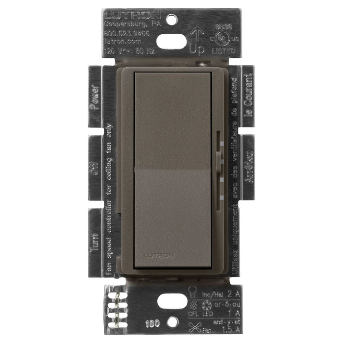 Lutron Diva 3-Speed Fan Control and Light Switch, Single-Pole/3-Way, 1.5A Fan/1A LED, Truffle