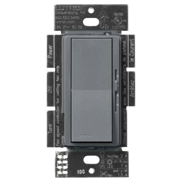 Lutron Diva 3-Speed Fan Control and Light Switch, Single-Pole/3-Way, 1.5A Fan/1A LED, Slate