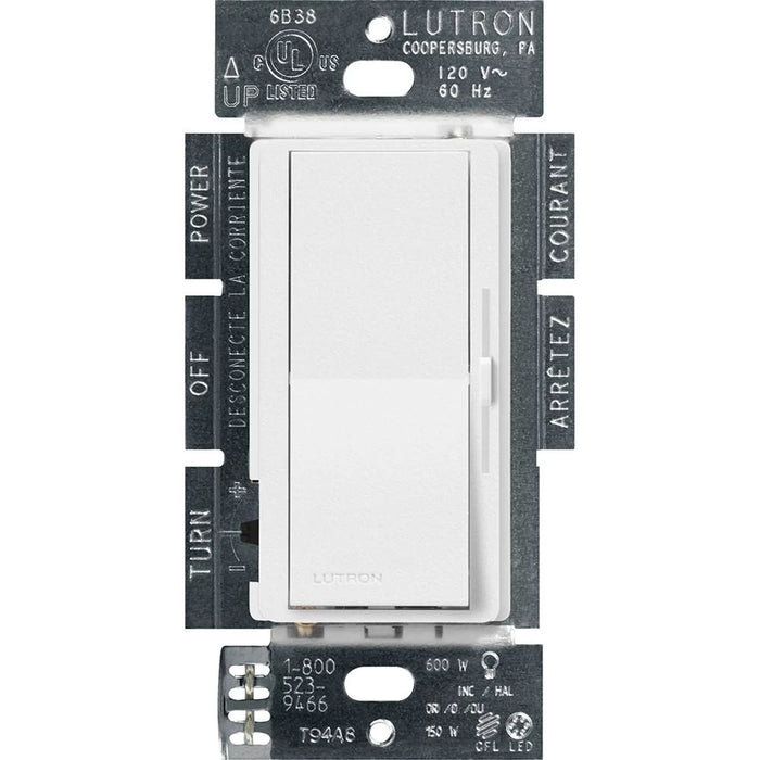 Lutron Diva LED+ Dimmer Switch, 150W LED, Single Pole/3-Way, No Neutral Required, 120V, DVSCCL-153P-SW, Snow White