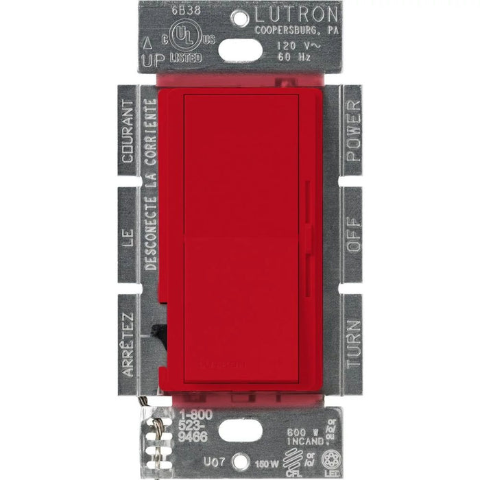 Diva LED+ Dimmer - Satin Finish, LED, Incandescent/Halogen, 3-way/single-pole, 150W LED or 600W inc/hal, signal red