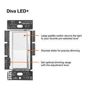 Lutron Diva LED+ Dimmer Switch - Wallplate Included | DVWCL-153PH-XXC
